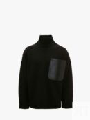 Кожаный джемпер с нашивкой JW Anderson, черный KW0976YN0144999 | BLACK фото 1