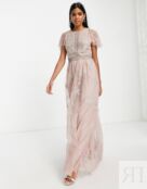 Розовое платье макси с жемчугом и цветочной вышивкой ASOS DESIGN Bridesmaid 118725154 фото 1