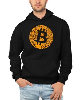 Мужская толстовка с капюшоном bitcoin word art LA Pop Art, черный