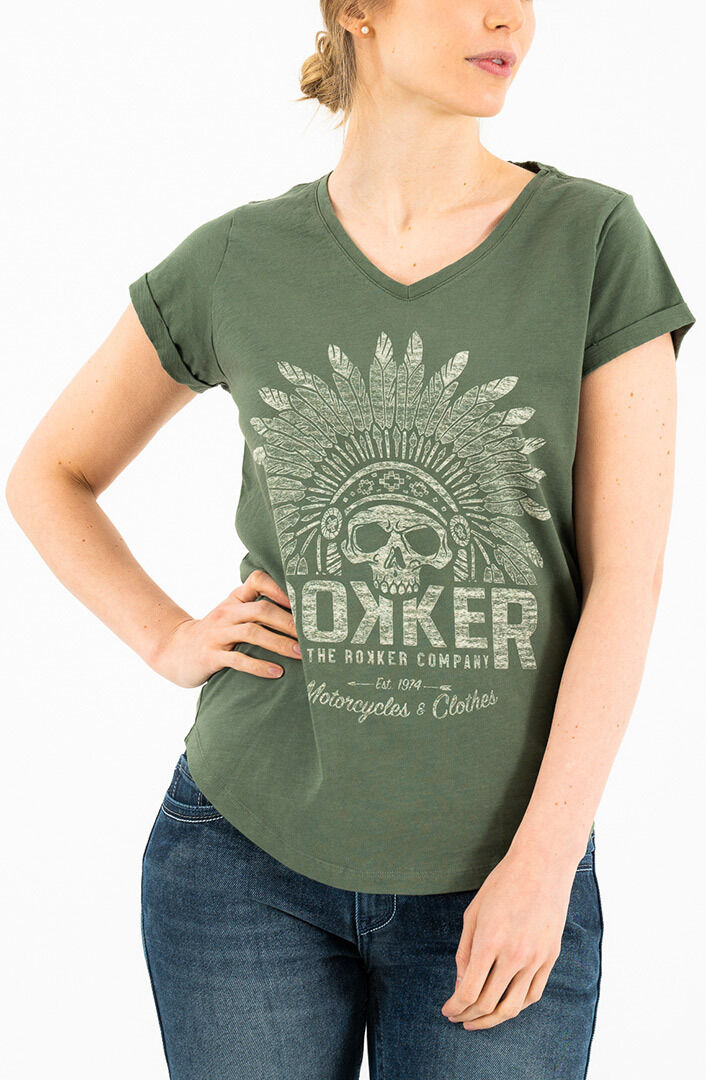 Футболка женская Rokker Indian Bonnet, оливковый 357581692 | Olive фото 1