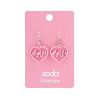 SODA Серьги HEART IN FIRE PINK #sugargem