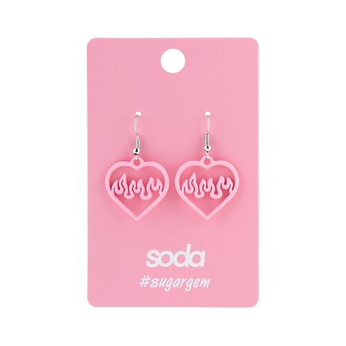 SODA Серьги HEART IN FIRE PINK #sugargem SOD900014 фото 1