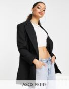 Черный удлиненный блейзер ASOS DESIGN Petite 108053633 фото 1