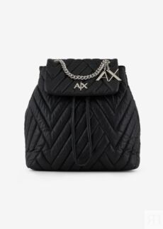 Рюкзак из экокожи с узором "елочка" Armani Exchange, черный