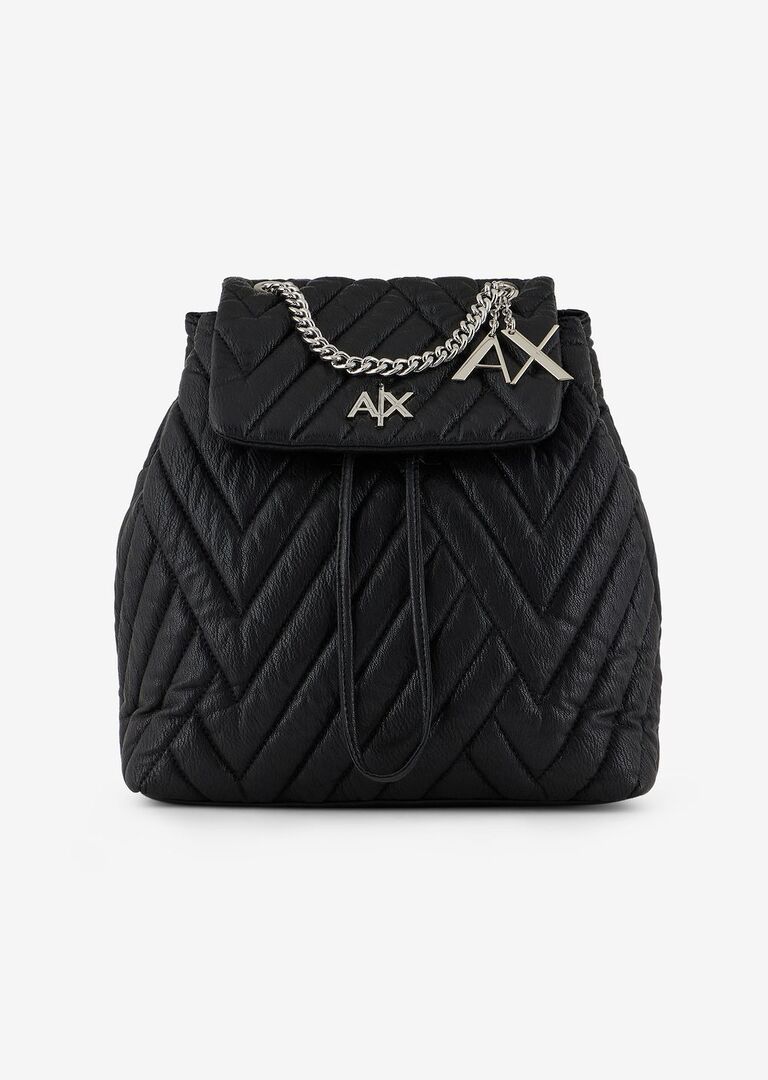 Рюкзак из экокожи с узором "елочка" Armani Exchange, черный 9429342F745100020 | Black фото 1