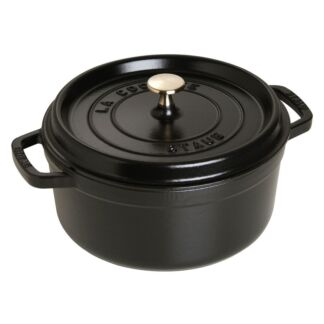 Кокот Staub, чугунный, круглый, объем 3.8 л, диаметр 24 см, черный Staub