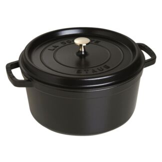 Кокот Staub, чугунный, круглый, объем 6.7 л, диаметр 28 см, черный Staub