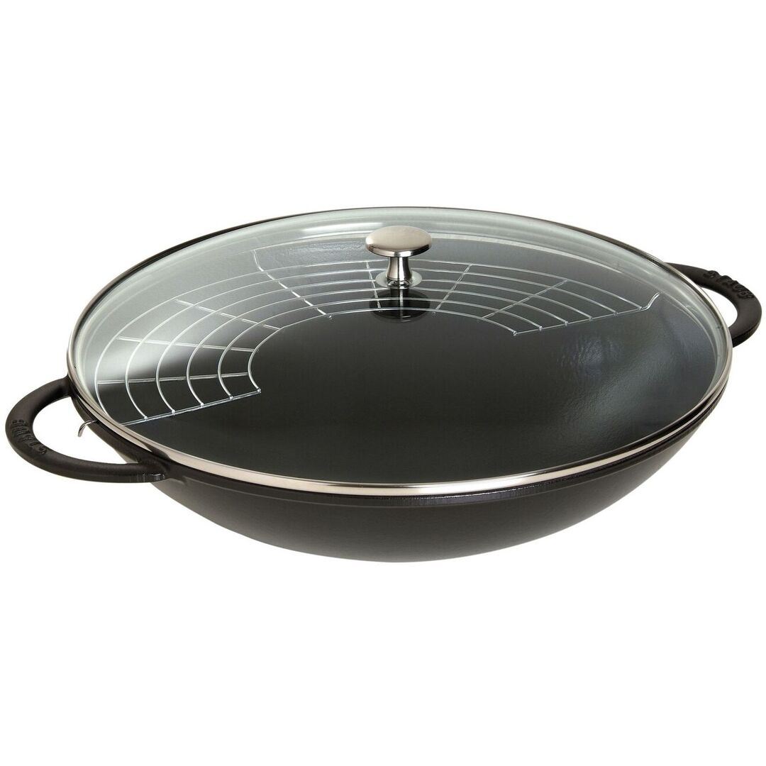 Вок со стеклянной крышкой, 5,7 л, 37 см, черный, Staub Staub 1313923 фото 1