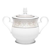 Сахарница Noritake Монтвейл Платиновый кант 300 мл, фарфор костяной Noritak NOR4807L/97227 фото 1