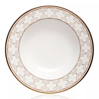 Тарелка суповая Noritake Трефолио, золотой кант 22 см, фарфор костяной Nori