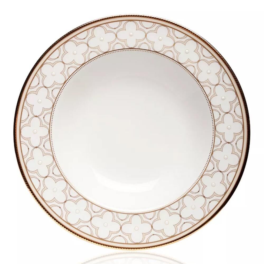 Тарелка суповая Noritake Трефолио, золотой кант 22 см, фарфор костяной Nori NOR4945L/93898 фото 1