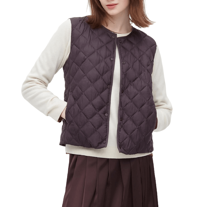 Жилет утепленный Uniqlo Warm padded quilted, фиолетовый 450451 | Dark Purple COL79 фото 1