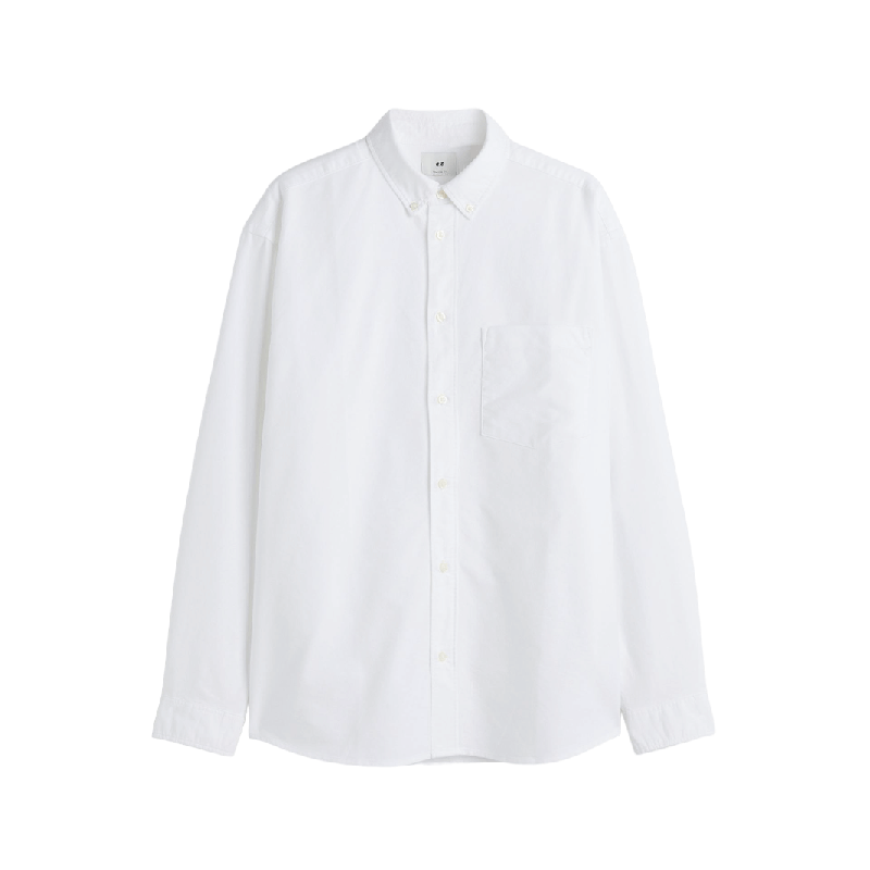 Рубашка H&M Relaxed Fit Oxford, белый 1036739002 фото 1