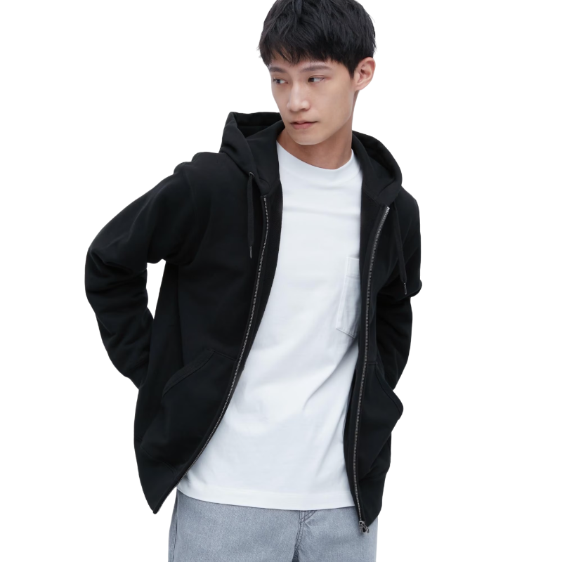 Толстовка Uniqlo Sweat Zipped Hoodie, черный 455400 | Black COL09 фото 1