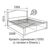 Кровать с латами Виктория 33 120х200 Ижмебель Т0017380 фото 5