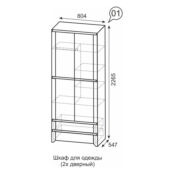 Шкаф для одежды 2-х дверный Твист 01 Ижмебель 00-00012292 фото 2