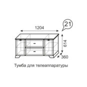 Тумба для ТВ закрытая Венеция 21 Ижмебель 00-00004906 фото 3